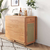 Foldable solid wood dining table and chairs set with built-in storage space for compact living